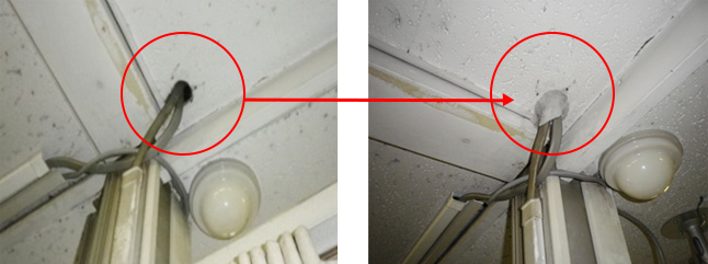 エアコンパテ等による貫通箇所の遮断